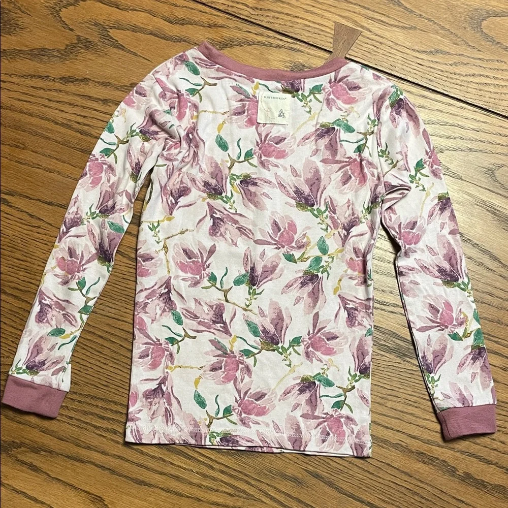 Burt's Bees Mauve and Green Floral Long Sleeve Tee size 4T